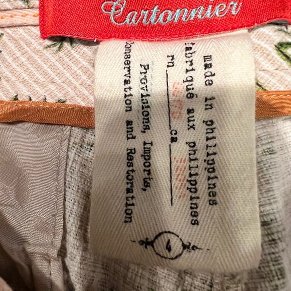 Anthropologie Cartonnier Charlie trouser pants size 4 fern print Tan Green - Picture 13 of 13